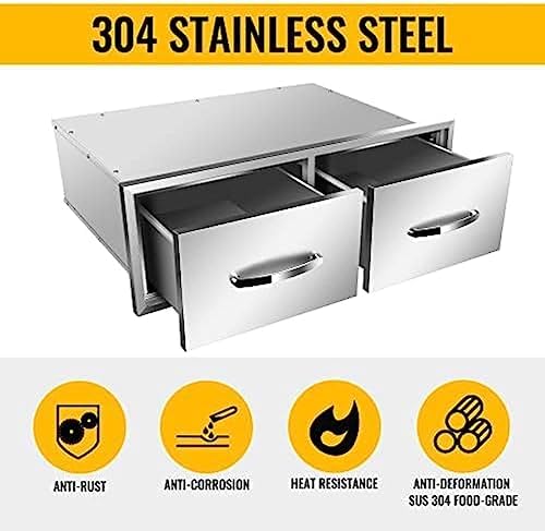 Stainless Steel Outdoor Kitchen Drawers - 3-Drawer BBQ Drawer, Built-in, Flush Mount - 30Wx20Dx10H - Image 3