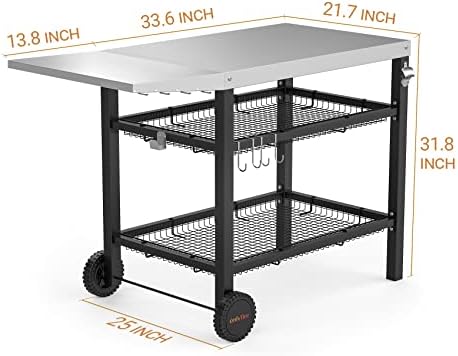 onlyfire Outdoor Pizza Oven Table 3 Tiers Food Prep Cart Grill Stand - Image 3