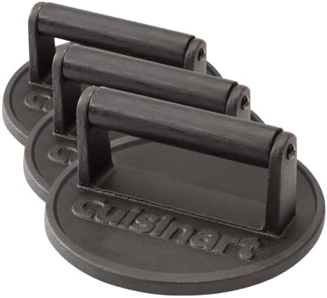 Cuisinart Smash Burger Press, Cast Iron, 6.5" Burger Smasher, Round (Pack of 3) by Cuisinart