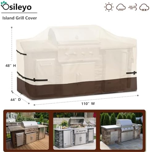 Extra Large Grill Cover Waterproof for Outdoor Kitchen Island Beige&Brown - Image 2