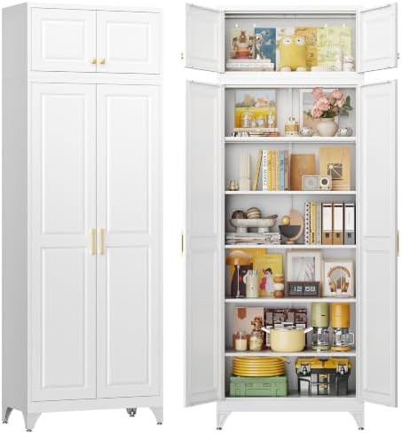 90" Metal Pantry Cabinet,Kitchen Storage Cabinet with Shelves by SteelLifeNeatlyOrganized