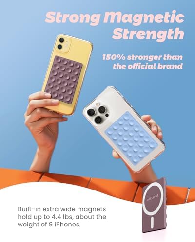 amBand Magnetic Suction Phone Mount for MagSafe Case, Silicone Cup Sticky Grip Holder for iPhone, Removable Hands-Free Selfie/Video for TikTok Influencers, Women Gift, Smoke Violet - Image 3