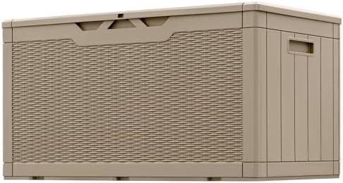 Greesum 100 Gallon Resin Patio Storage Box for Garden Tools, Coffee by BuynowfromGreesum