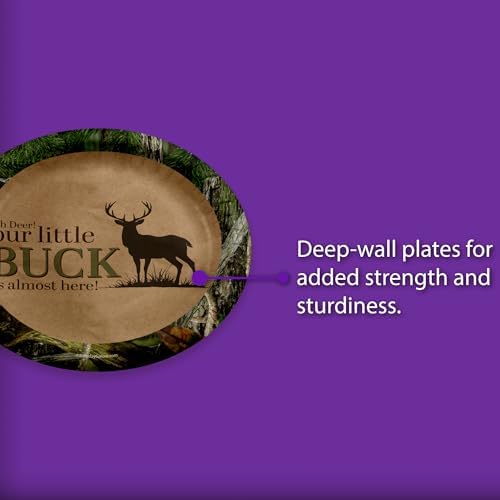Birthday Galore Buck Hunter Baby Shower - 32 Piece Disposable Party Supplies - Deer Hunting Baby Shower Decorations - Round Party Plates - Large 9" Paper Plates In Bulk - Image 3