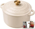 Parmedu 5.5QT Enameled Cast Iron Dutch Oven for Sourdough Bread White by Parmedu