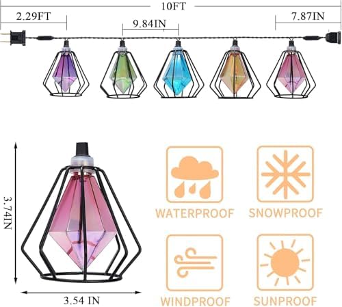 Vigdur Outdoor String Lights, 10FT Multicolor Lantern String Lights Plug-in - Image 3