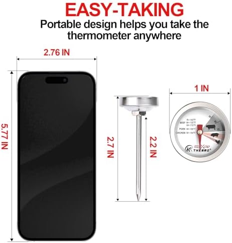 KT Thermo Thermometers, Not for Medical Purposes Meat Thermometer Mini Dial - Image 5