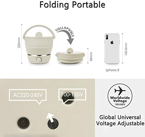 Drizzle Foldable Electric Cooker Travel Hot Pot - Dual Voltage 100V-240V Hot Pot Cooking - Food Grade Silicone Cookerware Boiling Water Steamer - Camping Office Hotel Noodle Porridge Soup Dorm - Image 2