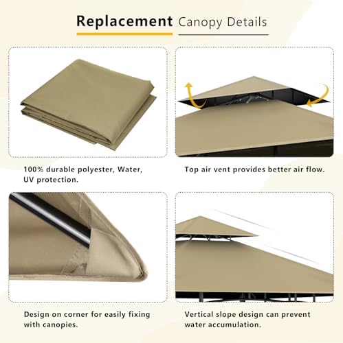 Grill Gazebo Canopy Replacement, 5 x 8 Ft, Khaki - Image 4