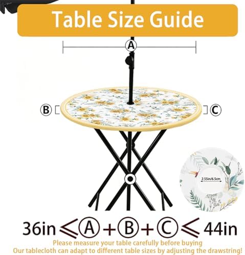 Elastic Zipper Patio Table Cover with Umbrella Hole Waterproof Polyester Outdoor Tablecloth, Windproof Fitted Round Table Cover for Picnic, Garden & Backyard - Image 7
