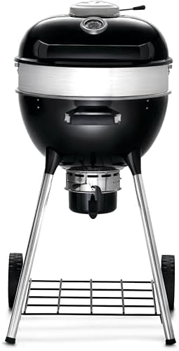 Napoleon PRO18 Compact Charcoal Kettle Grill, Black, Porcelain-Enameled Lid and Bowl, Chrome-Plated Cooking Grid by Unknown