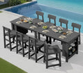 SERWALL 10-Piece Outdoor HDPE Counter-Height Bar Dining Set for 8, Gray by SERWALL