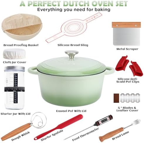 Enameled Cast Iron Dutch Oven Pot with Lid, 5QT Dutch Oven for Bread Baking - Image 2