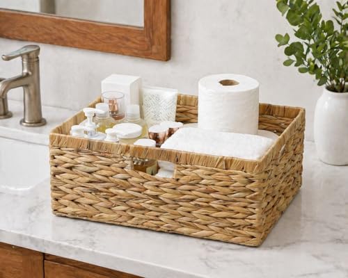 Large Wicker Basket, Water Hyacinth Wicker Storage Basket for Organizing - Image 3