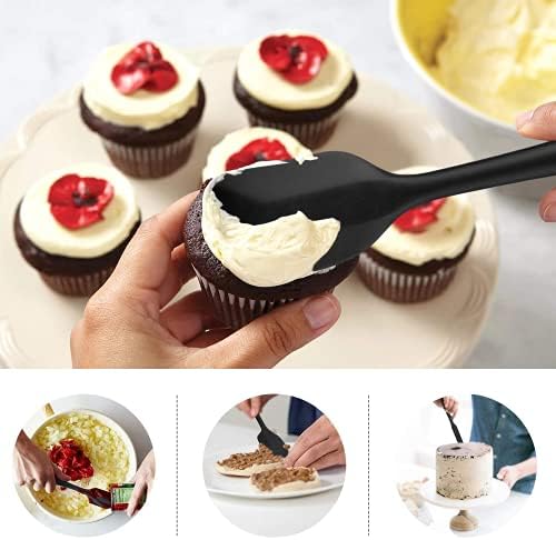 HOTEC Silicone Rubber Spatula Set, BPA-Free, Black, Set of 5 - Image 3