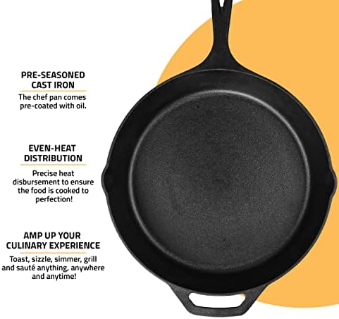 Utopia Kitchen Cast Iron Skillet 10.25 Inch Pre-Seasoned PFAS-Free Black - Image 4