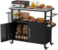 Outdoor Grill Cart with Storage, Weatherproof Metal Grill Table by AHOMRTHOMEFLAGSHIPSTORE