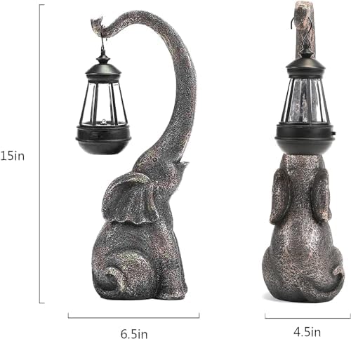 IVCOOLE Elephant Statue, Elephant Garden Statue with Solar Light, Elephant Decor, Outdoor Elephants Statue, Elephants Gifts for Mom - Image 2