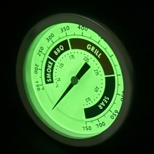 3 1/8” Luminous BBQ Thermometer Gauge for CharBroil Oklahoma Joe’s Smokers, Weber, Royal Gourmet, Char-Griller and Most Charcoal Grills, 1/2 NPT Stainless Steel Grill Temperature Gauge - Image 4