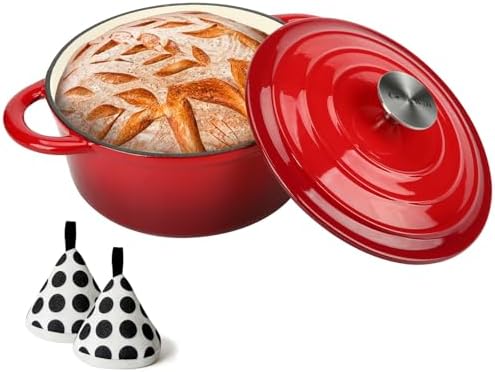 3 QT Enameled Cast Iron Dutch Oven with Self-Basting Lid, Small Soup Pot by COOKWINCastIron