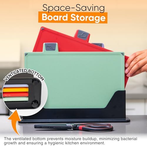 4-Piece Non-Toxic Cutting Board Set 12"L x 9"W with Premium Scissors – BPA-Free Plastic and Rubber Chopping Boards for Kitchen Essentials with Organizer, Dishwasher Safe Accessories Holder. - Image 2