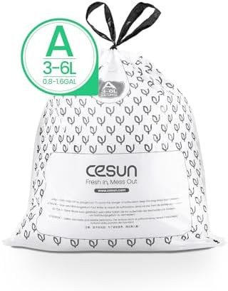 Cesun Code A Pre Cut Drawstring Trash Bags 90 Count, 1.6 Gallon / 6 Liter - Image 2