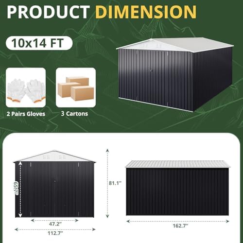 AirWire 10x14 FT Metal Garden Storage Shed with Updated Frame Structure - Image 7