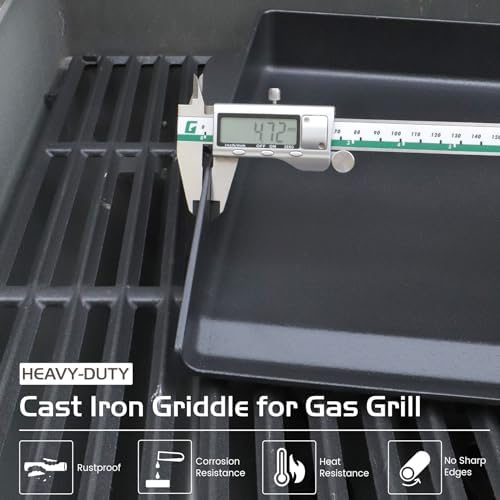Cast Iron Griddle for Gas Grill Stove Top Plate Universal Flat Griddle Insert Stovetop Skillet Charcoal Electric Range Oven Large Cooking Pan Replacement Outdoor Camp Camping Part 23" x 16" - Image 5