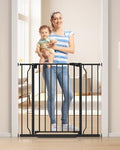 34" Tall Baby Gate No Drilling, Auto Close Dog Gate Indoor, Black by Cideny