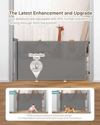 Extra Wide Retractable Baby Gate 71" Wide Fits Large Opening Gray - Image 3