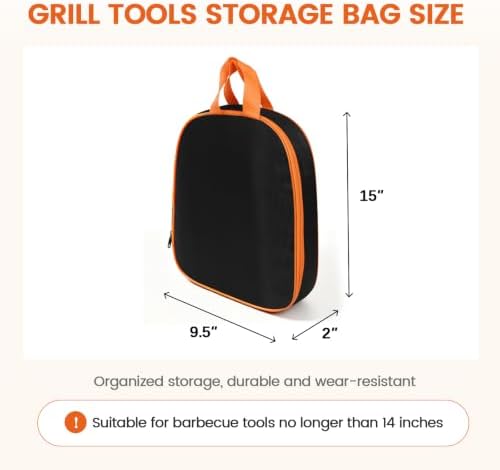 Grill Tool Storage Bag for Outdoor Barbecue, 15 in, Multi-Compartmen - Image 2