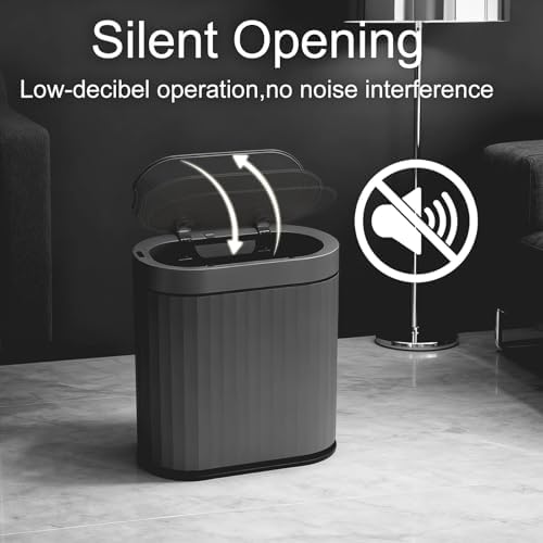 ELPHECO Bathroom Trash Can with Automatic Lid, 2 Gallon, Cement Grey Black - Image 5