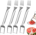 4 Pcs Watermelon Fork Slicer Cutter, Stainless Steel 2-in-1 Watermelon Fork Slicer, Portable Watermelon Fork Watermelon Cutter Slicer Tool Fruit Forks Slicer for Home Party Camping Kitchen Gadget by Unknown