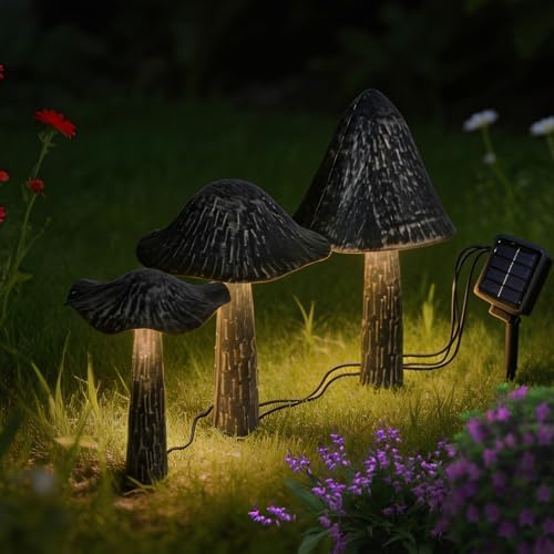 Solar Lights Outdoor Decor, Solar Metal Mushroom Yard Decorations Outdoor - Image 2