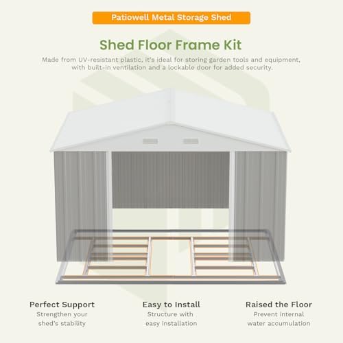 Patiowell 10 x 12 FT Metal Storage Shed for Outdoor with Floor Frame, Steel Yard Shed with Design of Lockable Doors, Utility and Tool Storage for Garden, Backyard, Patio, Outside use, Grey - Image 2