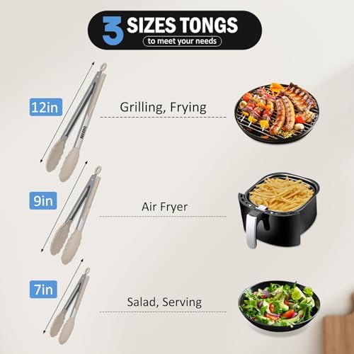 Kitchen Tongs, Stainless Steel Cooking Tongs with Silicone Tips - Image 2