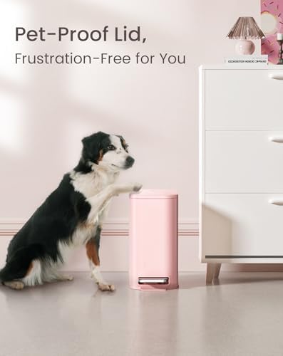 Cesun Small Bathroom Trash Can with Lid Soft Close & Pedal, 1.3 Gal, Pink - Image 6