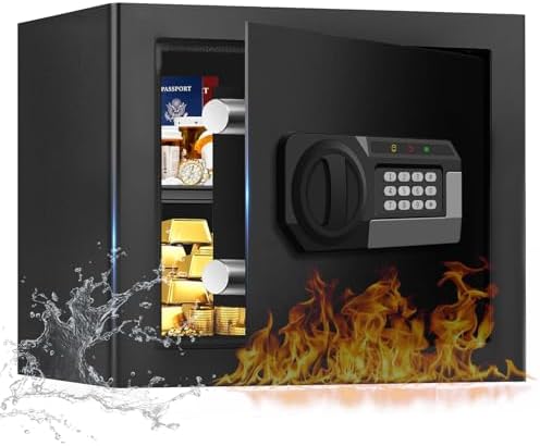 1.3 Cuft Safe Box Fireproof Waterproof, Digital Security Safes for Home Use Fire and Water Proof with Combination Lock, Alarm System and Removable Shelf, Anti-Theft Document Safes For Money, Jewelry by Aprxuvot