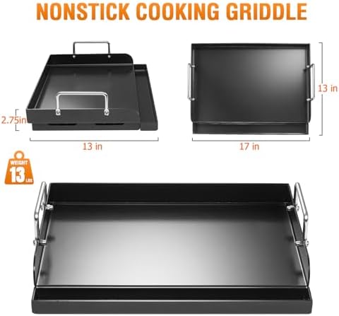 17 x 13 Inch Flat Top Cast Iron Griddle for Gas Grill Griddle - Image 2