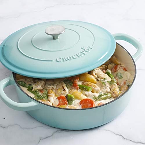 Crock Pot Artisan Enameled Cast Iron Braiser W/Lid, 5-Quart, Aqua - Image 5