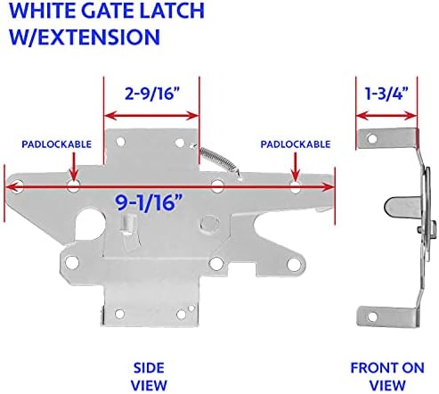 Jake Sales - Stainless Steel Extended Gate Latch White (for Vinyl, Wood, PVC etc Fencing) Fence Gate Latch w/Mount Hardware - CASE Qty 12 - Image 2