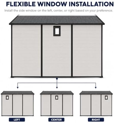 8x10 FT Plastic Outdoor Storage Shed with Lockable,Window & Floor,Beige - Image 5