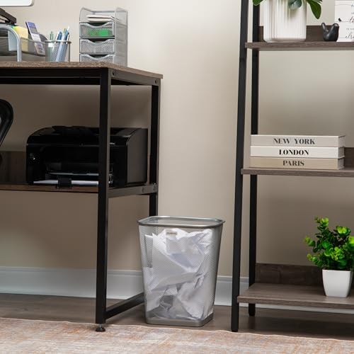 Mind Reader Mesh Trash Can, Square Wastebasket for Office or Home, 5 Gallon Capacity, Metal Mesh, Set of 2, Silver - Image 2