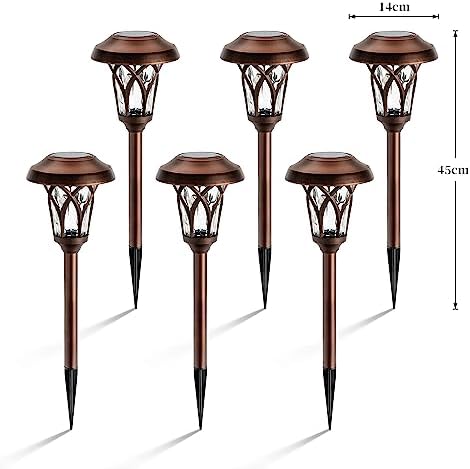 GIGALUMI Solar Pathway Lights Outdoor, Metal Glass & ABS Landscape Lights - Image 3