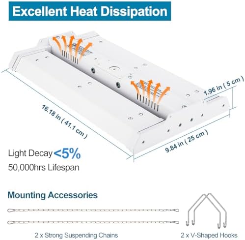 High Bay LED Shop Light 2-Pack 150W 21000LM 5000K Daylight - Image 6
