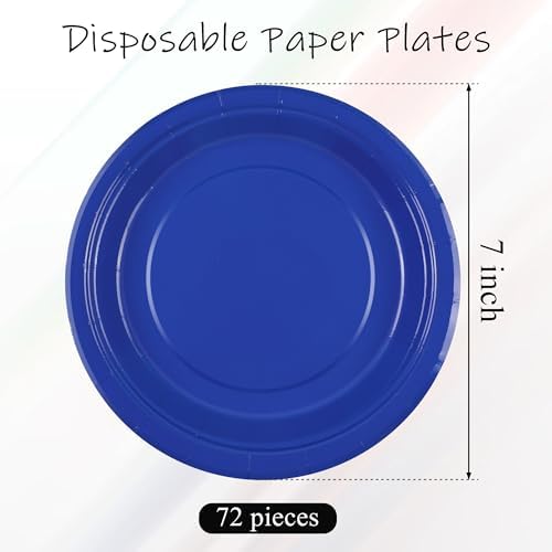 Breroa 72 Pcs Blue Paper Plates 7 Inch Bulk Blue Plates Disposable - Image 2