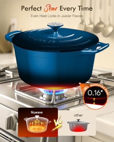 Nuwave 6 Qt PFAS-Free Enameled Cast Iron Dutch Oven Pot with Lid, Santorini - Image 5