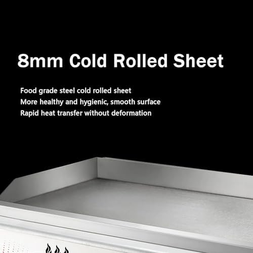 Commercial Gas Griddle, Stainless Steel Flat Top Grill with Adjustable Temperature for Outdoor Catering and Teppanyaki Cooking - Image 4