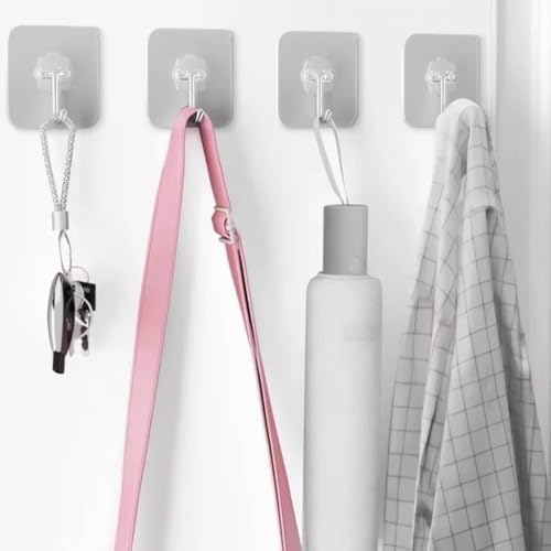 DDMY Adhesive Wall Hooks Clear 50lb(Max) Heavy Duty Hanging Sticky-10 Pack - Image 5