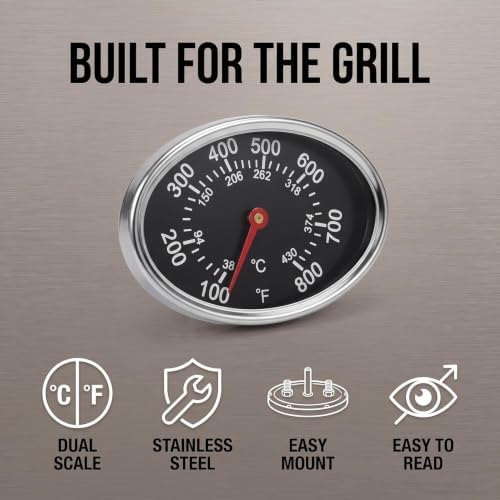 Oval Lid Thermometer Temperature Gauge Replacement for Nexgrill, Grill Master 720-0697, Charmglow 720-0234, Aussie, Stainless Steel Heat Indicator, Outdoor Cooking Tools, Grill Thermometers - Image 5